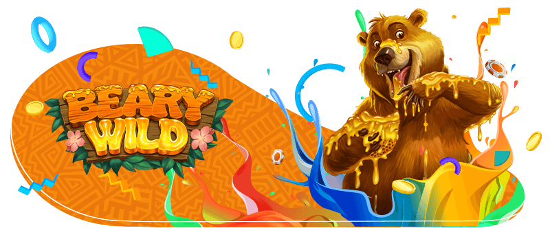 Exciting Beary Wild slot game banner featuring a cheerful bear with honey splashes and vibrant, colorful background 