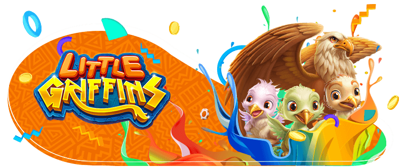 Little Griffins logo with playful baby griffins and a majestic adult griffin on a colorful background.