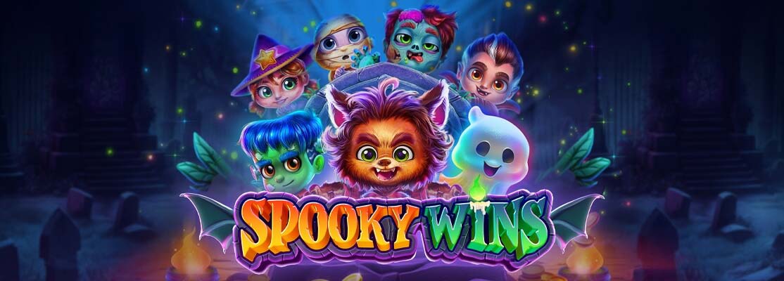 adorable spooky characters in a grave yet, new spooky wins slot game