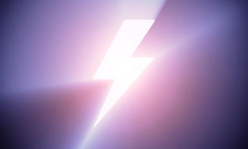 An illustration of a bright thunderbolt radiating light, against a dark background